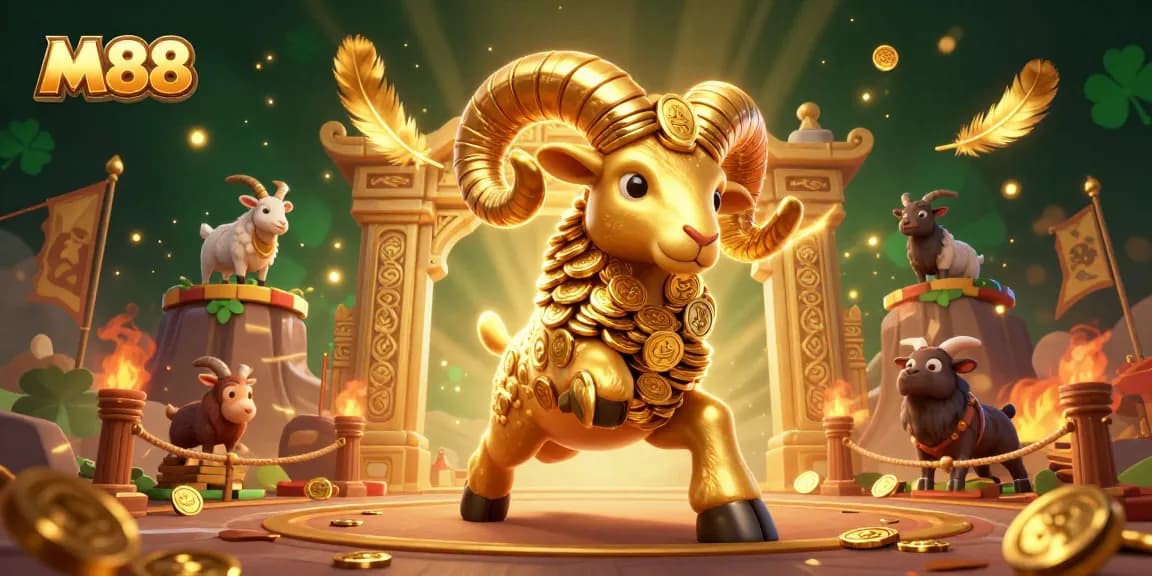 M88 engages players with thrilling gambling at a dynamic casino backdrop featuring gold coins and betting tokens.