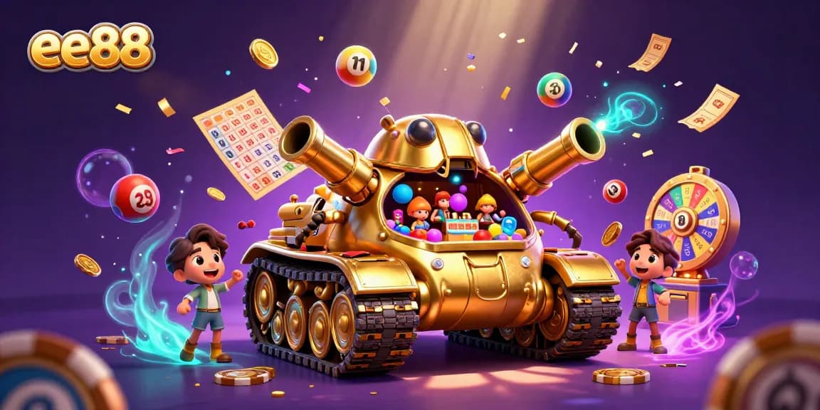 Experience ee88's vibrant casino magic with lively lottery balls and dynamic gaming elements.