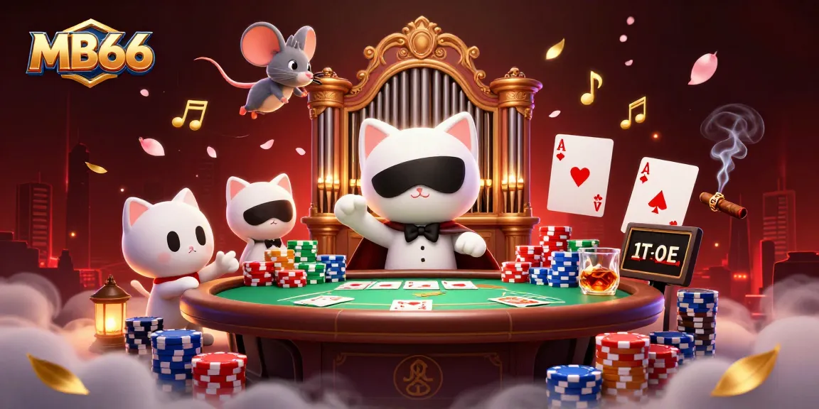 Engage with MB66 casino magic, featuring vibrant characters and dynamic poker elements.