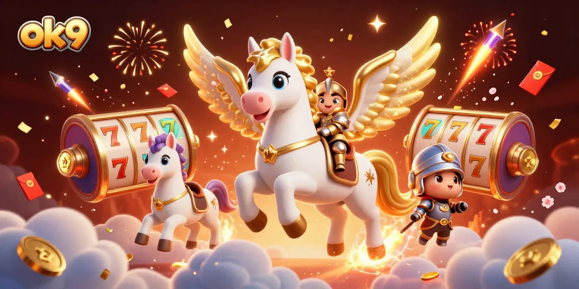 Experience thrilling gameplay with ok9 at a vibrant casino scene featuring slot reels and animated characters.