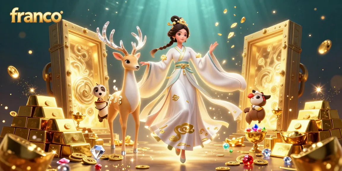 Experience winning with franco in an enchanting casino scene filled with treasures and rewards.