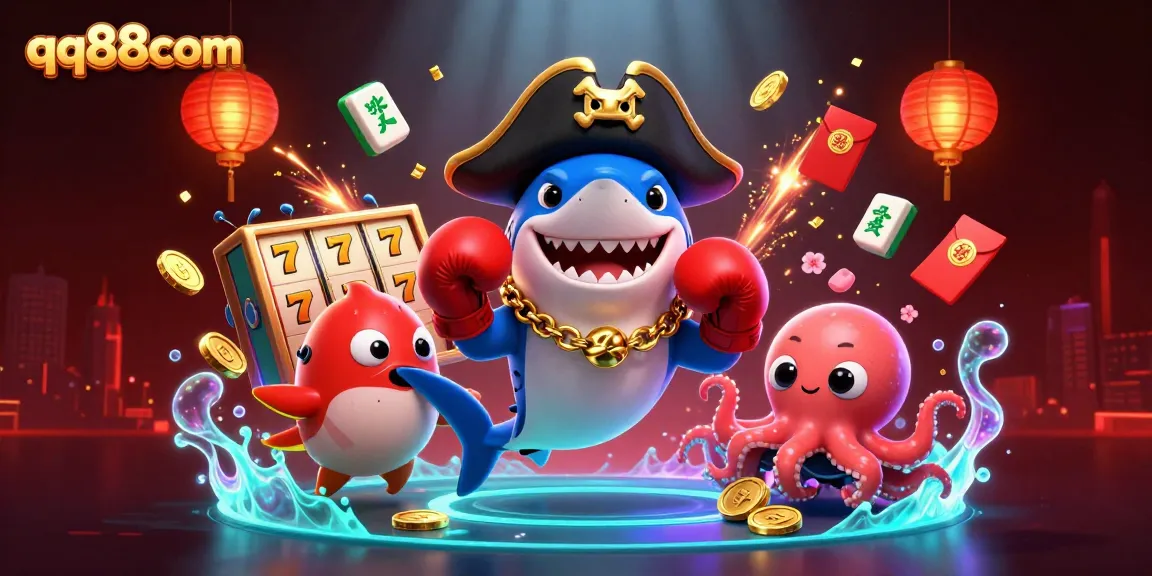 Immerse in the excitement of qq88com with a vivid pirate-themed casino illustration showcasing characters and dynamic gaming elements.