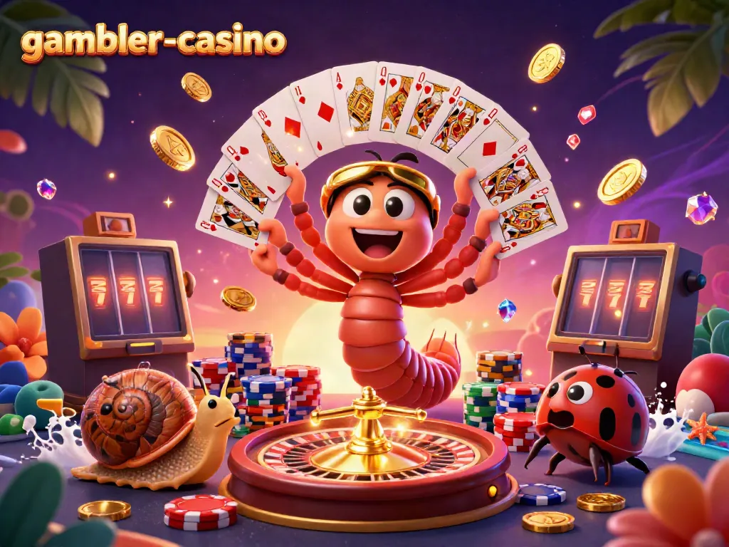 gambler-casino gör spel spännande med en milipede dealer och stora pokerchips.