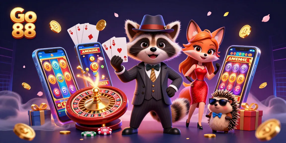 Join the action at Go 88 with exciting gaming elements featuring animated characters and vibrant casino experiences.