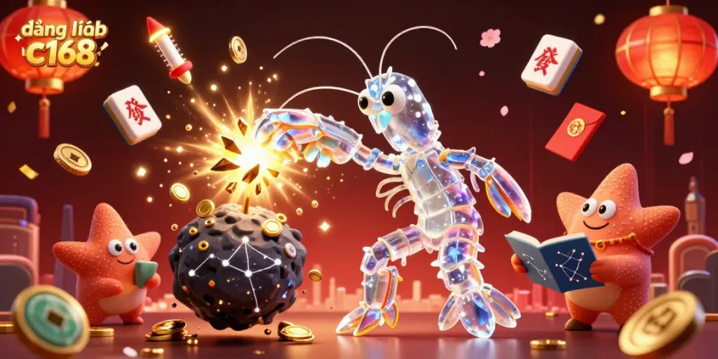 Engage with the vibrant scene of đăng nhập c168, featuring a galactic samurai amidst exploding asteroids and golden treasures.
