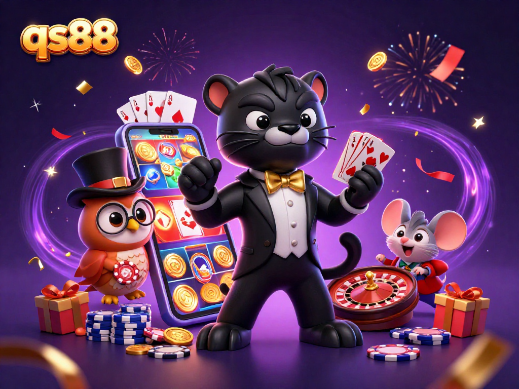 Experience exciting action at qs88 with stylish 3D characters engaged in casino fun!
