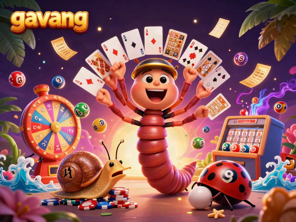 Join the excitement at Gavang with a lively casino scene showcasing unique characters and vibrant elements.