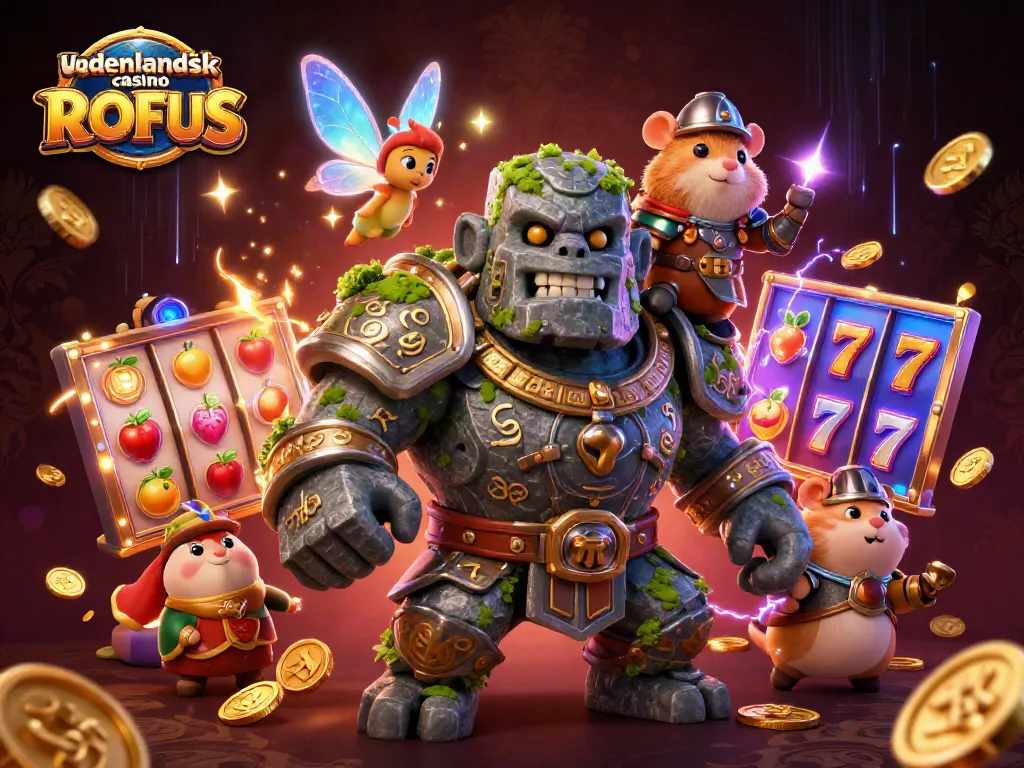 Experience the excitement of udenlandsk casino uden ROFUS with a golem guardian and magical elements.