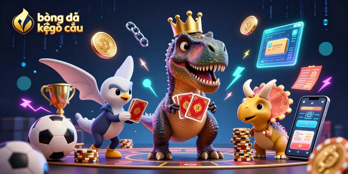 Set your bets with bóng đá kèo nhà cái as cartoon dinosaurs shuffle cards and stack chips.