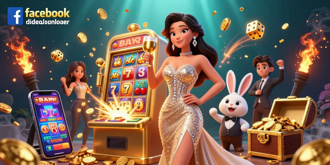 Download videos effortlessly with the facebook video downloader, showcasing vibrant casino elements.