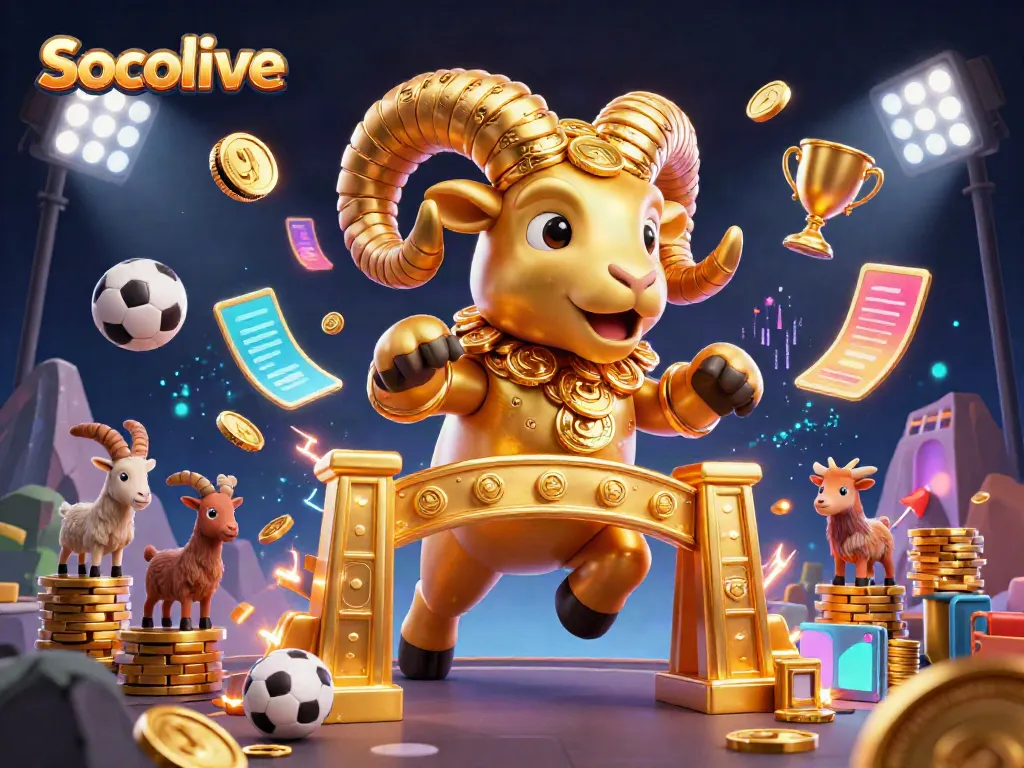 Socolive showcases lively sports betting scene with energetic characters and dynamic elements.