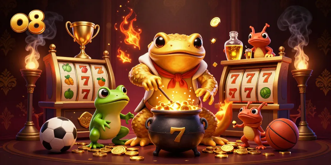 Experience thrilling gameplay at o8 with a dynamic scene featuring gold coins and slot machines.