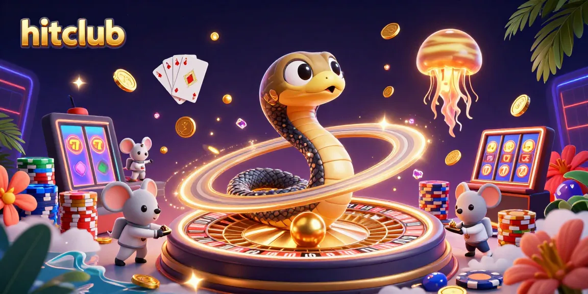 Join hitclub's thrilling gambling experience with cartoon characters spinning roulette and placing bets.