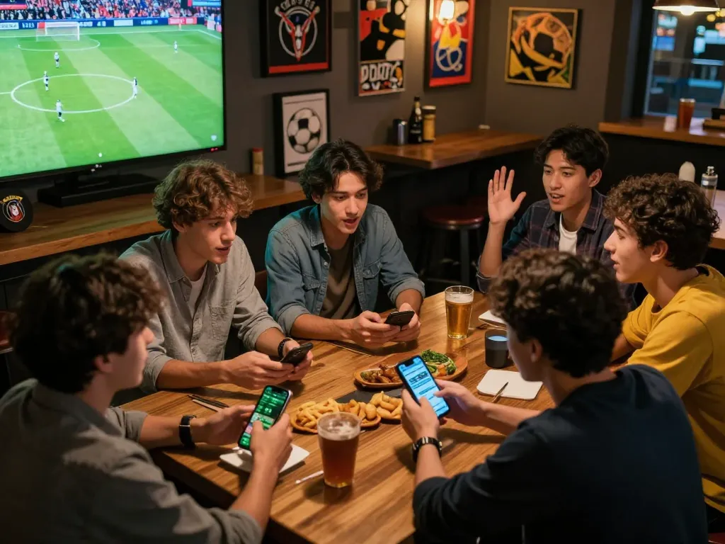 Betting excitement at 11bet with friends watching live sports and placing bets