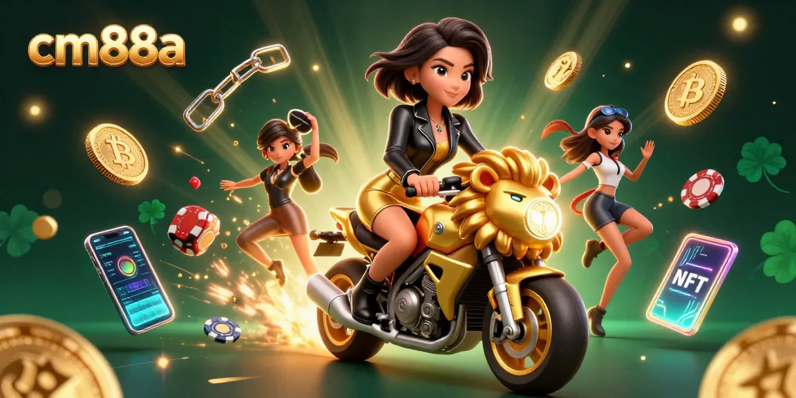 Experience high-energy gaming action at cm88a with our glamorous 3D lion mascot and vibrant casino elements.
