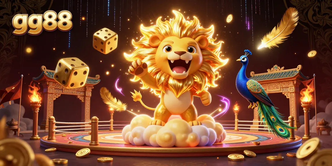 Engage with gg88 by spinning vibrant 3D casino action with dynamic elements, golden dice, and roaring characters.