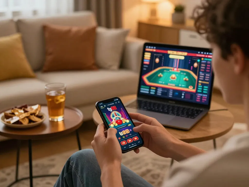 Engaging with the tg88 casino app on a smartphone for an exciting online gaming experience.