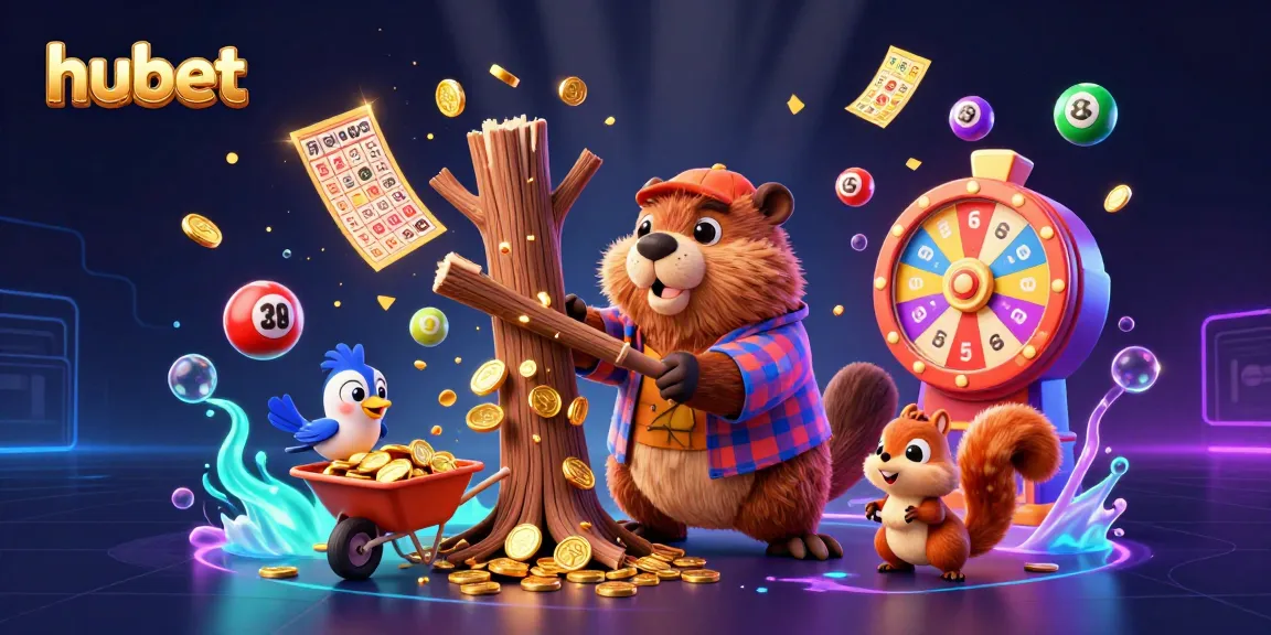 Play and win at hubet with a vibrant casino scene featuring cartoon characters and dynamic elements.