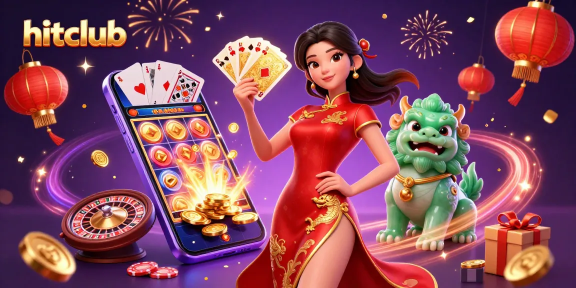 Experience thrilling games at hitclub with a cinematic 3D illustration showcasing vibrant gaming elements and exciting characters.