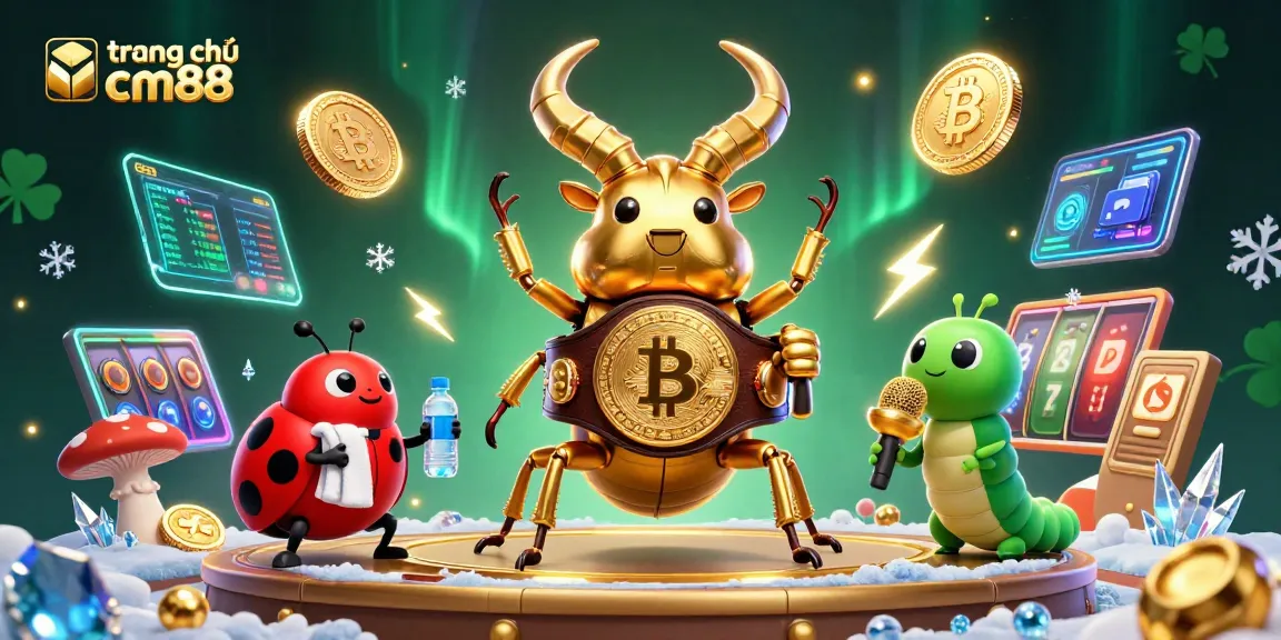 Experience thrilling gameplay at trang chủ cm88 with vibrant 3D illustration highlighting crypto elements and slot machines.
