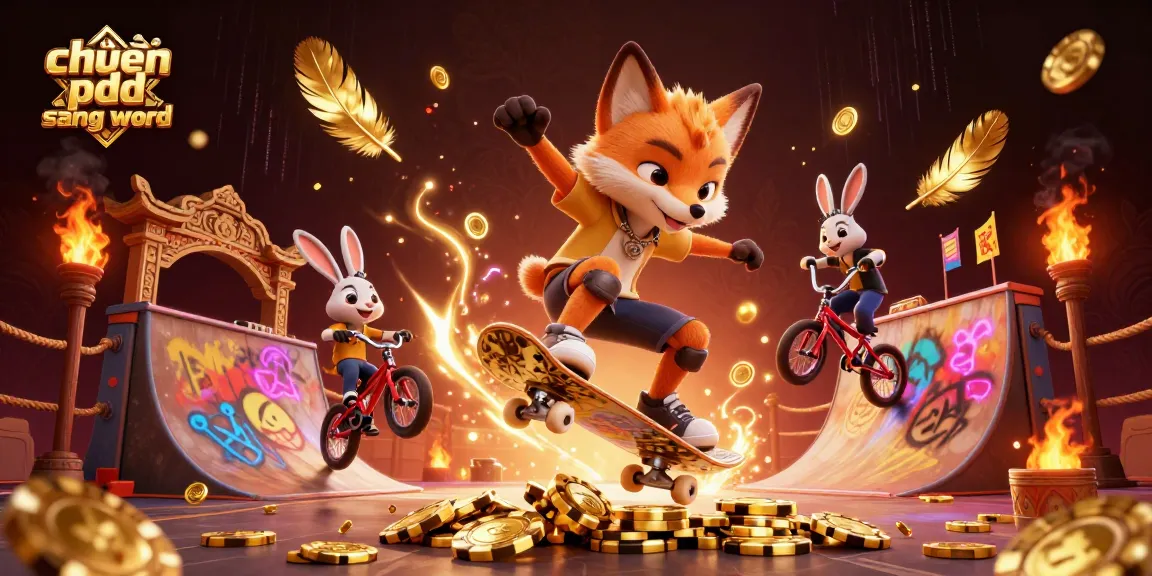 Experience seamless chuyển pdf sang word as a 3D cartoon fox performs tricks over golden poker chips, embodying casino excitement