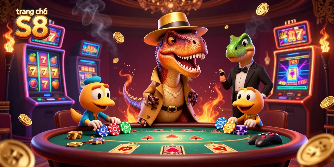 Experience thrilling gaming adventures at trang chủ S8 with a 3D casino illustration showcasing vibrant characters.