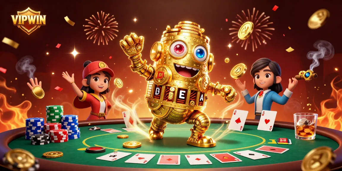 Experience exciting casino action at VIPWIN with poker games, gold golems, and vibrant energy!