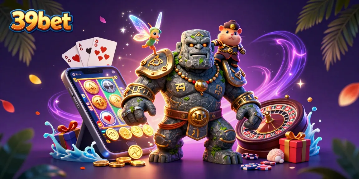 Experience thrilling gameplay at 39bet with vibrant colors, spinning slots, and magical characters.