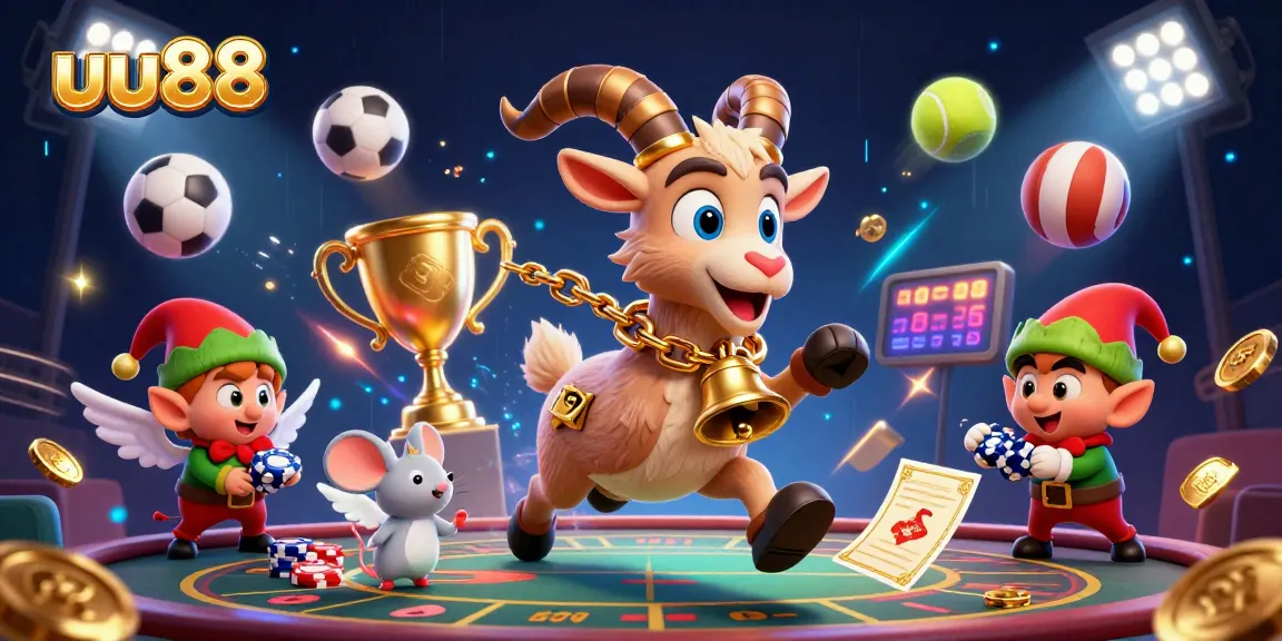 Experience the thrill of uu88's gambling world with dynamic elements and vibrant characters in a holiday-themed casino