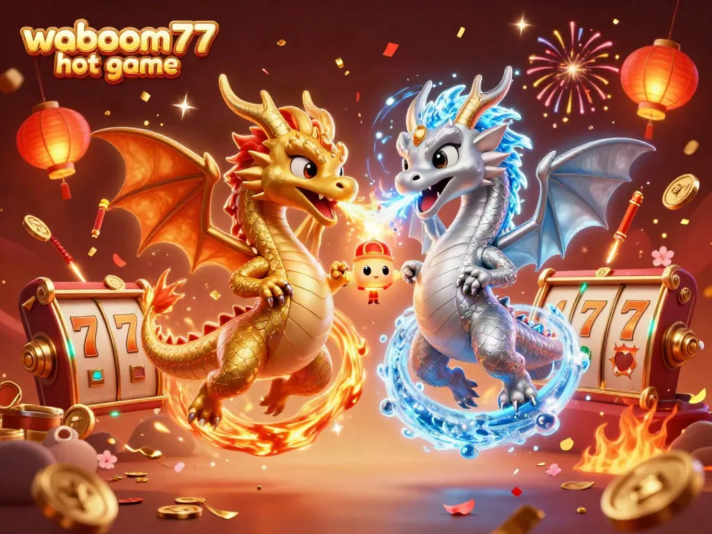 Experience the excitement of waboom77 hot game with dynamic dragons and vibrant casino elements.