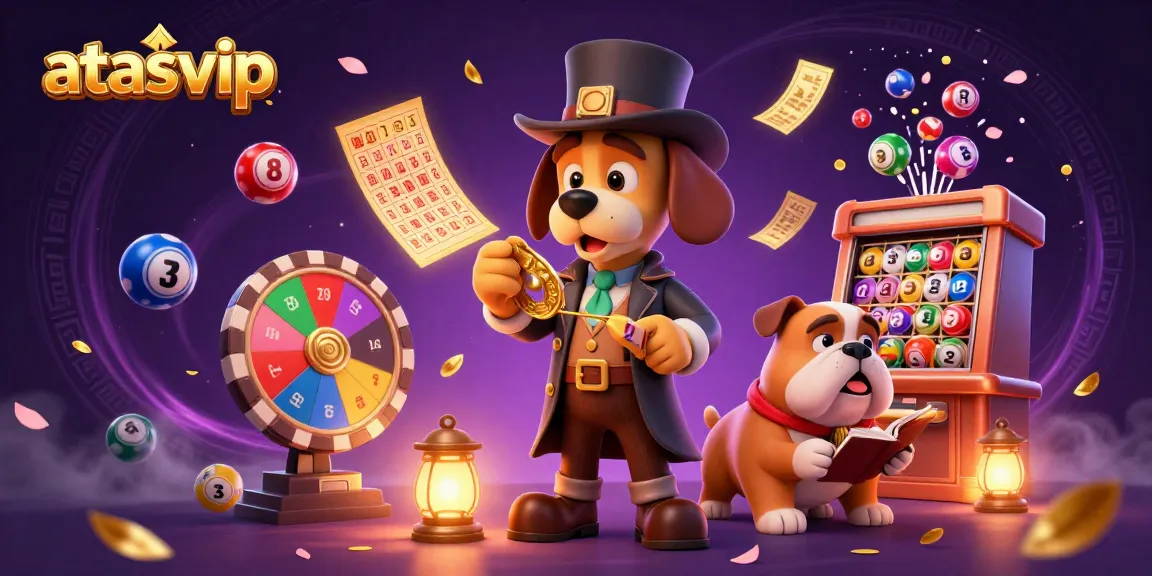 Catch exciting jackpot wins at atasvip, where dynamic lottery balls and golden poker clues create a thrilling gaming atmosphere.
