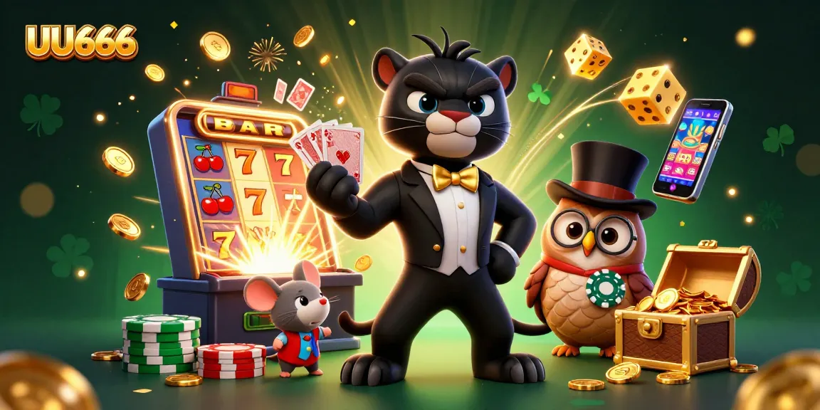 Experience UU666's thrilling games with stylish characters in a vibrant casino scene full of excitement.