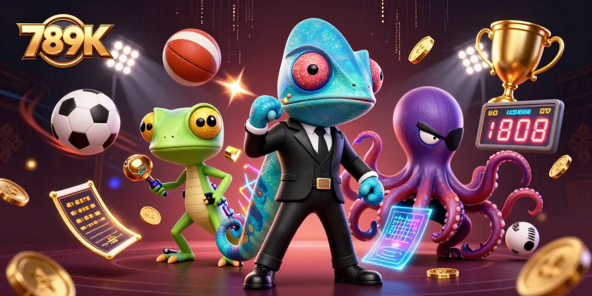 Engage with thrilling bets in a dynamic 789K casino scene featuring animated characters.