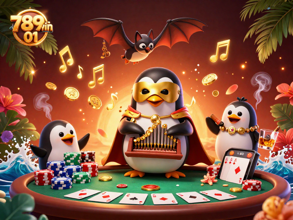 Engage with 789win 01 while enjoying dynamic casino action, featuring a penguin playing the organ.