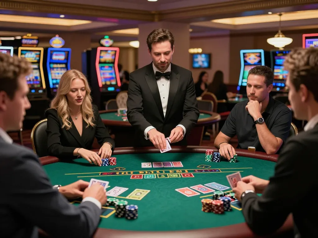 Players engaging in strategic blackjack gameplay at LC 88 casino, showcasing excitement and strategy.