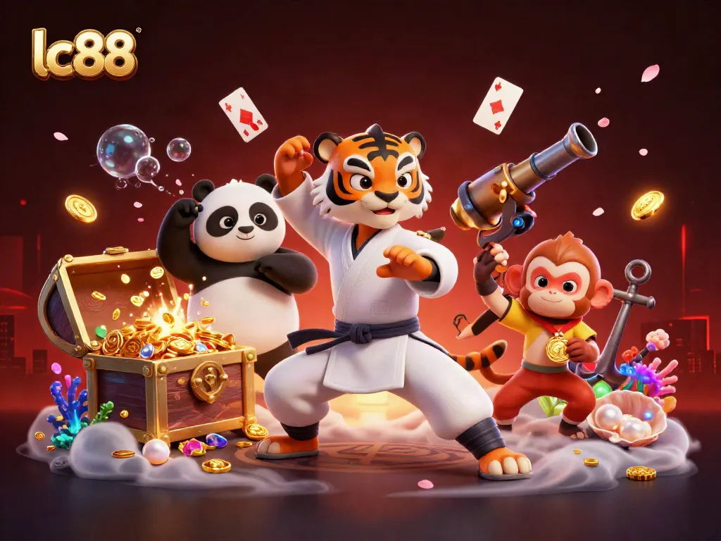 Experience thrilling gameplay at lc88 amidst vibrant casino action with colorful characters and dynamic effects.