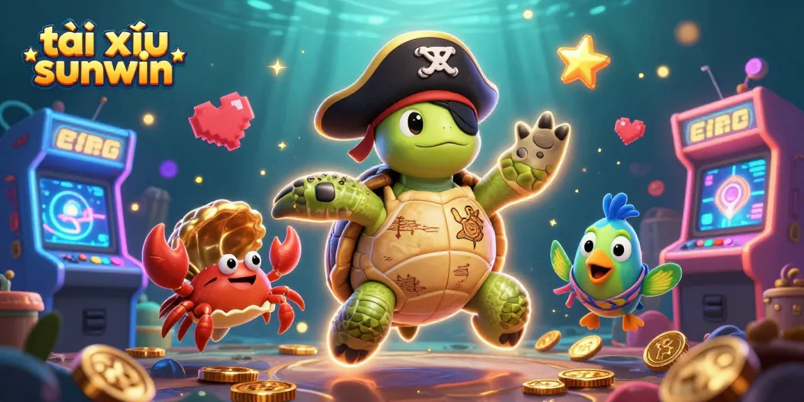 Play tài xỉu sunwin in a vibrant 3D underwater scene featuring lively characters and arcade elements.