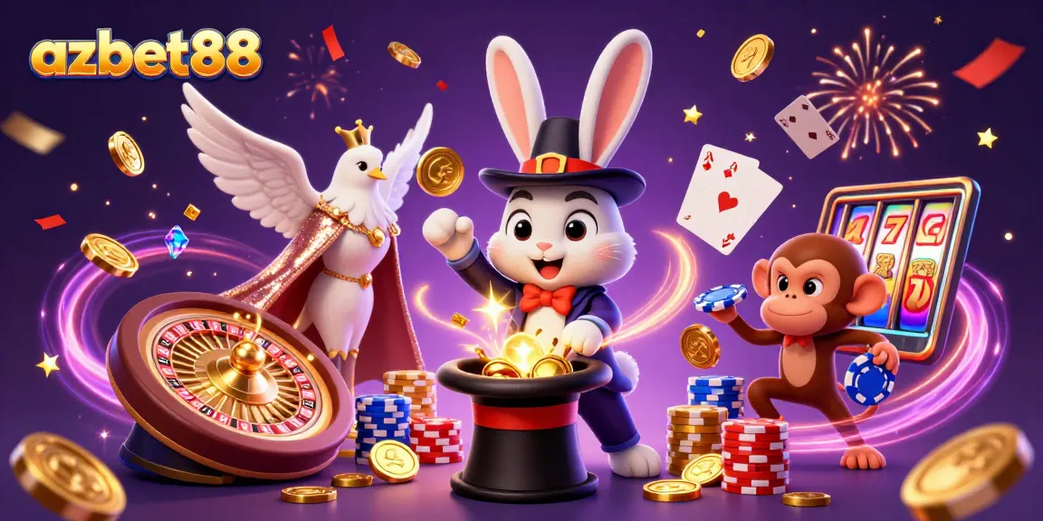 Experience thrilling gameplay and magical wins with azbet88's captivating 3D casino illustration.