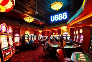 Exciting U888 online casino gaming scene with vibrant slots and engaging players.