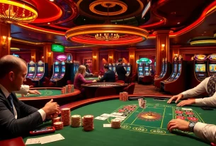 Engage in thrilling casino games at https://sunwin.builders/ with vibrant tables, poker chips, and an exciting atmosphere.